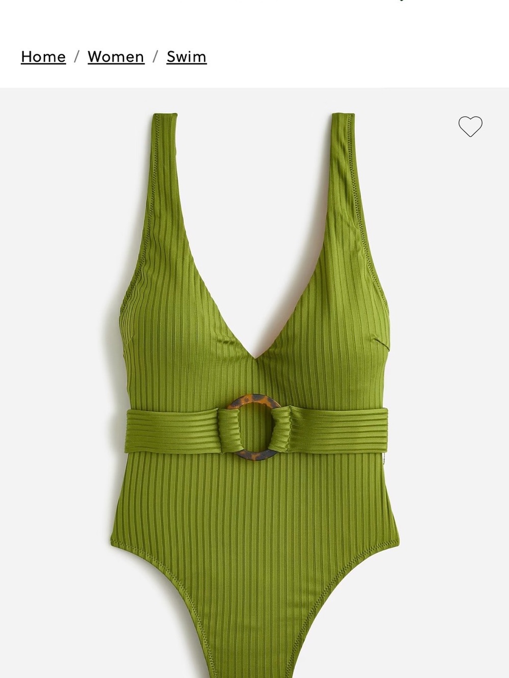 J. crew Ribbed Olive Green One-Piece Swimsuit with Belt Detail